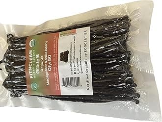 FITNCLEAN HERBS AND SPICES 50 Madagascar Vanilla Beans Grade B|5"-7" For Extract, Cooking And Baking By Fitnclean Vanilla| Whole NON-GMO Bourbon Pods 50 Count (Pack Of 1)