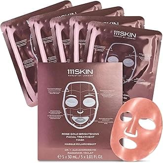 111SKIN Rose Gold Brightening Facial Treatment Mask | Fragrance Free | The Ultimate Pre-Event Mask | For Hydration & Radiance | Set of 5 (1.01 oz each)