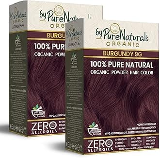 byPureNaturals 100% Organic Hair Colour Powder 9BG Burgundy 120gm- Pack of 2 | Safest Beard Colour for Men | Natural Hair Colour for Women & Men