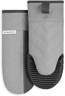 KitchenAid Beacon Two-Tone Non-Slip Oven Mitt Set, Cool Grey/Frost Grey, 5.75"x13", 2 Piece