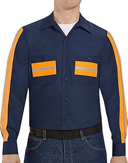 Red KapMen's Industrial 2 Piece Lined Collar Work Shirt, 34 x 38