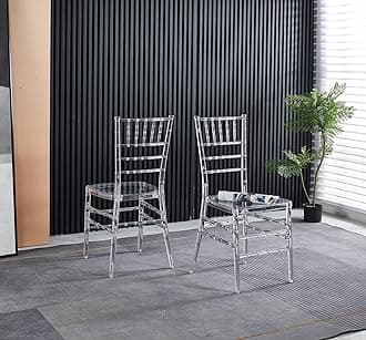 Clear Acrylic Chiavari Chairs, Modern Dining Chairs Set of 2, Accent Event Ghost Chairs for Wedding Party Event Reception