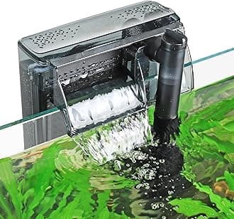 hygger Aquarium HOB Filter 210 GPH for 20-40 Gallon Fish Tank Power Filter with Adjustable Water Flow Extendable Intake Tube External Hang-On Back Filter