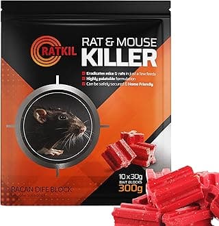 RatKil Rat Poisoning Blocks 300g - Maximum Strength Rat Poison & Mouse Poisoning Indoor | Fast Acting Rat Killer Bait Blocks & Mouse Poison for Rodent Control
