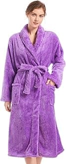 - Womens Plush Fleece Robe, Cozy Warm Bathrobe Fuzzy Female Spa Robe With Pockets