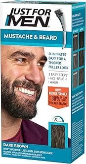 Mustache & Beard, Beard Dye for Men with Brush Included, With Keratin Biotin Aloe and Coconut Oil for Healthy Facial Hair - Dark Brown, M-45, Pack of 1 (Packaging May Vary)