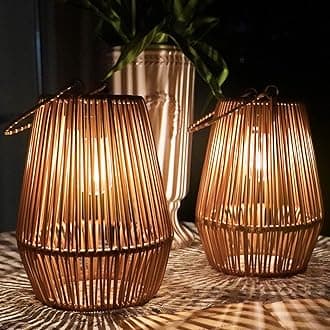 KagoLing Solar Lights Outdoor Garden, Vintage Hanging Solar Lanterns - Waterproof Outdoor Solar Lights for Halloween, Christmas Decorations, Patio & Pathway Decor - 2PACK