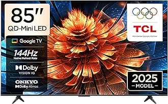 85Q6C Television 85 Inch Smart TV 4K QD-Mini LED Colorful Quantum Crystal HDR 10+ Gaming Google TV, 144Hz Native Refresh Rate, ONKYO 2.1 Hi-Fi, Dolby Atmos, AI Mode, Game Master (2025 Model)