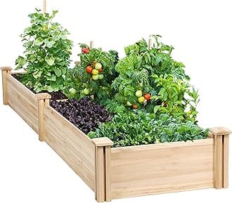 8×2ft Wooden Horticulture Raised Garden Bed Divisible Elevated Planting Planter Box for Flowers/Vegetables/Herbs in Backyard/Patio Outdoor, Natural Wood, 95 x 25 x 11in