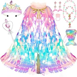 Princess Dress Up Toys Princess Dress Up Clothes Rainbow Mermaid Cape Kit 9 Pcs Gift Set