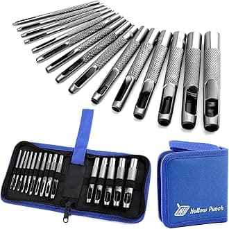 15 Pcs Leather Hole Punch,Hole Punch Set Round Steel Leather Craft Hollow Hole Punch,Hole Punch Tools for Watch Bands,Leather,Belts,Canvas,Paper (1mm to 11mm)