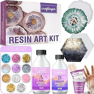 Craftinger Diy Resin Coaster Kit With 200Gm Epoxy Resin Moulds And More, Multicolor