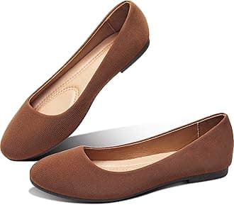 ObtaomRound Toe Women Flat Shoes Slip on Girls Dress Black Ballet Flats