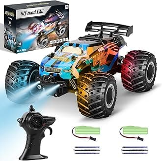 Remote Control Car, Remote Control Truck, 2.4Ghz All Terrain Off-Road Monster Truck, 20 KM/H Rc Cars with LED Bodylight and 2 Rechargeable Batteries Toys for Boys