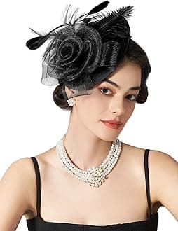 SWEETV Flower Sinamay Tea Party Fascinators for Women, Kentucky Derby Hats for Church, Cocktail, Wedding, Fancy Dress Party