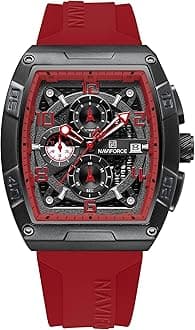 NAVIFORCE Waterproof Chronograph Sport Rectangle Watch for Men, with Auto Date Women Quartz Wrist Watches, Colorful Silicone Band