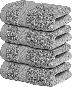 Infinitee Xclusives Premium Wash Cloths and Face Towels, 33cm x 33cm 100% Cotton, Soft and Absorbent Washcloths Set - Perfect for Bathroom, Gym, and Spa (Charming Grey, Washcloths - 4 Pack)