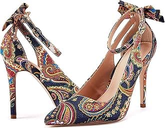 PiePieBuy Women's Pointed Toe High Heels Ankle Strap D'Orsay Pumps Shoes Bow Wedding Bowtie Back Dress Sandals