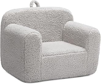 ALIMORDEN Kids Ultra-Soft Snuggle Foam Filled Chair, Toddler Cuddly Sherpa Reading Couch for Boys and Girls, Light Grey