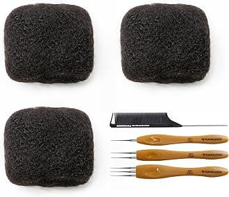 Tight Afro Bulk 100 ％ Human Hair for Draedlock Extensions, Repair Locs, Twists and Braids 3 Bundles/Package (10 Inch, 1B - Natural Black)