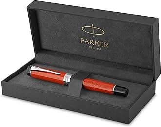 Parker Duofold Classic Big Vintage Red Fountain Pen, Fine Nib, Blue Ink