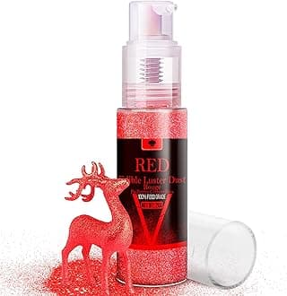 Edible Glitter Spray - 20g Luster Dust Edible Glimmer Powder for Sparkling Cocktails, Cake, Cupcakes, Wine, Beverage - Food Grade Shimmer Dust Powder for Baking, Drinks, Cookies Decoration (Red)