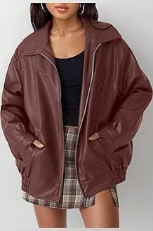 AUTOMET Womens Oversized Leather Jackets Faux Suede Fall Fashion Motorcycle Coats Winter Outfits Clothes Y2k Tops