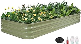 GoCampDriect 6IN1 Raised Garden Bed - 8x3x1ft Galvanized Raised Garden Boxes Outdoor Corrosion Resistant | Variable Shape 9x2x1ft Metal Raised Garden Beds for Planting Vegetable, Fruits,Flower