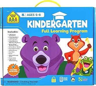 School Zone Full Learning Program for Kindergarten: Curriculum Set of Workbooks, Flash Cards, Early Reading, Educational Games, Write & Reuse, Writing, Math, Stickers, and More Mass Market Paperback – February 1, 2021