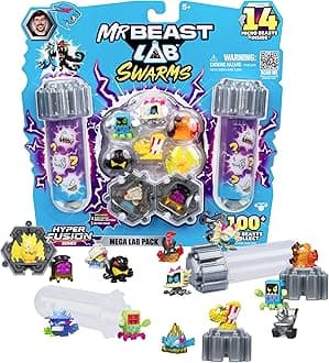 MrBeast Lab Swarms Series 3, Hyper Fusion Series, 14 Pack Collectible Micro Beasts, 14 Collectible Stickers & 4 Fusion Caps to Build Out Your Own MrBeast Lab - Milk Bones