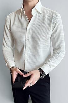 Men's Formal Button Down Shirt – Slim Fit Shirt's for Men | Textured Long Sleeve Polycotton| Business & Meeting Ready (Available in Plus Size)