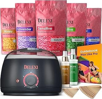 Premium Waxing Kit for Women + 5 Pack Premium Quality Hard Wax Beads + Hot Wax Melt Warmer for Hair Removal For Brows, Bikini, Legs & Sensitive skin (0.98 Ounce (Pack of 51))