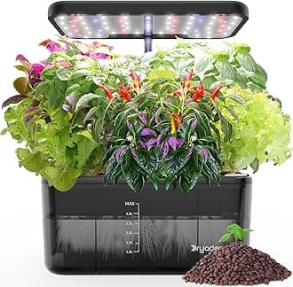 Indoor Herb Garden Kit, Hydroponic Growing System with LED Grow Light Quiet Water Pump for Home Kitchen Office Healthy Fresh Herbs Vegetables, Gift Ideas for Women Men