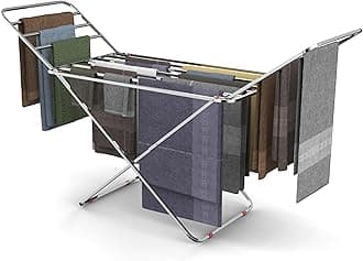 SUNDRY Steel-Pro Folding Cloth Drying Stand, Drying Rack,Stand for Clothes Heavy Base Stainless Steel, Lightweight Foldable Laundry Rack (3 Year Manufacturer Warranty)