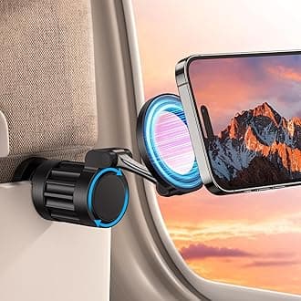 OMOTON 360°Rotating Magnetic Airplane Phone Holder Mount, for Magsafe Airplane Travel Essentials Accessories, Adjustable Foldable Universal Handsfree Phone Stand for iPhone 17 16 15 14 Pro Max Air