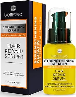 Keratin Hair Serum - Heat Protection Treatment and Anti Frizz Control - Protectant Oil and Straightener for Frizzy and Damaged Split Ends - Smoothing Products for Shine, Advanced Care for Women