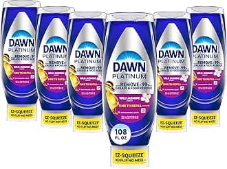 Platinum EZ-Squeeze Dish Soap Liquid, Dishwashing Liquid, Grease Removal, Upside Down Bottle, Wild Jasmine, 6x18 Fl Oz Bundle