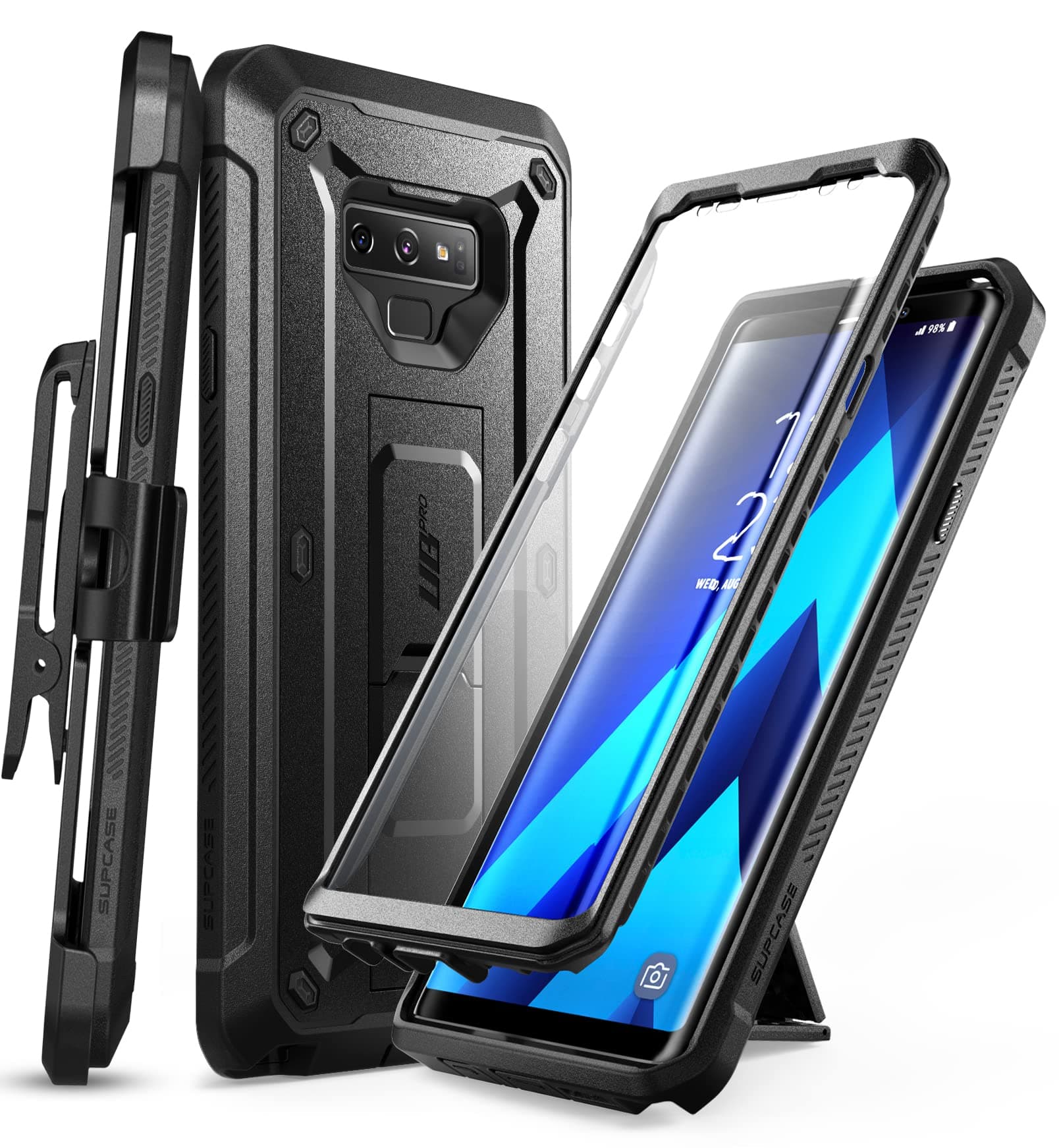 SUPCASE Galaxy Note9 Case, Compatible with SC-01L SCV40, US Military MIL Standards Certified, LCD Screen Film, Includes Waist Clip, 2018, Shockproof, Full Protection, Galaxy Cover, UBPro Series, Black