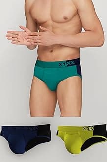 XYXX Men's Dualist Micromodal Regular Fit Colorblock Antimicrobial Briefs with No Marks Waistband (Pack of 3)