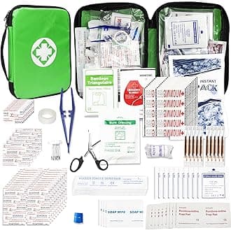 Home-Businesses First- Emergency-Kit for Camping-Car - 300 Pcs Urgent Essential First Kits Refill Supplies with Tourniquet Bandages for Workpalce Green