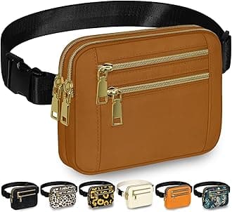 CapoloFanny Packs for Women Fashion Waist Packs Bag with Adjustable Strap and 4 Zipper Pockets Waterproof Everywhere Crossbody Belt Bag for Workout Running Travelling(Brown)