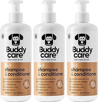 2in1 Dog Shampoo & Conditioner by Buddycare | Coconut Scented | With Aloe Vera and Pro Vitamin B5 (500ml x3)