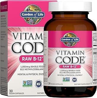 Vitamin Code Raw B-12 - 30 Capsules, 1,000mcg Whole Food B12 Methylcobalamin for Energy, Vegan Methylcobalamin Vitamin plus Probiotics and Enzymes, Gluten Free Supplements
