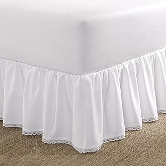 Home - King Bedskirt, Luxury Bedroom Decor, Wrinkle & Fade Resistant (Crochet Ruffle White, King)
