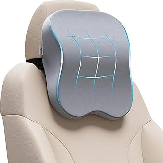 FOVERA Car Neck Rest Pillow | 2 Years Warranty | Memory Foam Neck Pillow for Car, Car Seat Head Rest Cushion for Neck & Cervical Support - Relieves Neck Pain (Medium, Grey, Pack of 1)