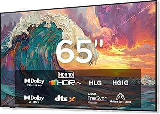 iFFALCON 65-Inch Class QLED 4K Smart TV, Ultra-Slim Picture Frame TV, 144Hz, HDR, Art Mode w/AI Art, Wide Color Gamut, Dolby Vision IQ, Dolby Atmos, Google Assistant Voice Remote(65F75, 2025 Model)