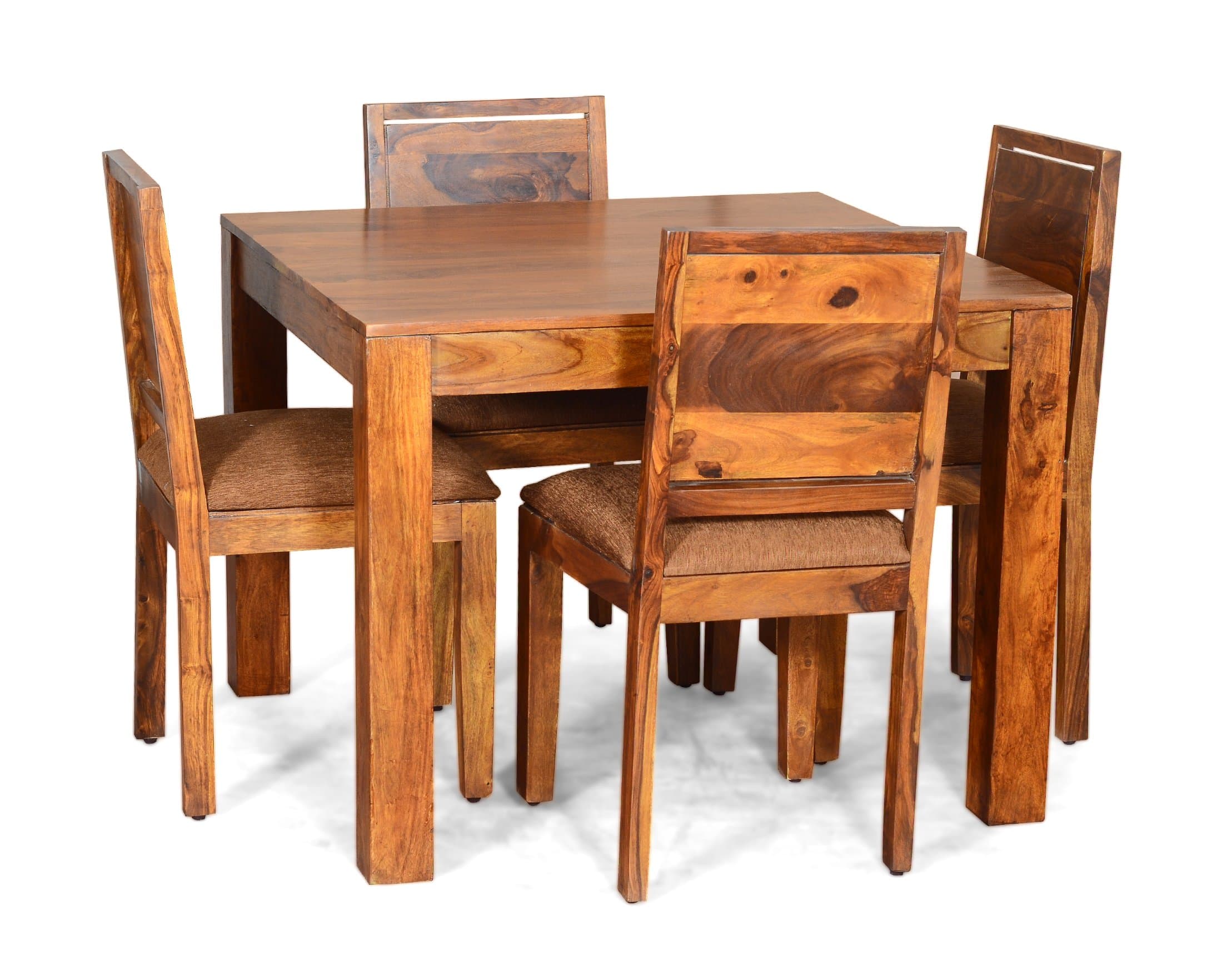 Madera Jerome Four Seater Solid Wood Dining Table Set (Teak Finish, Brown)