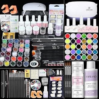 SAVILAND Acrylic Nail Kit for Beginners with Everything: Professional Nails Kit Acrylic Set with Powder Liquid Brush Forms Gel Polish U V Lamp Extension Tools Kit for Home DIY & Salon Manicure
