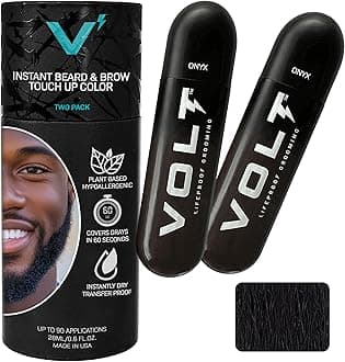 VOLT Grooming Instant Beard Color ECO 2 Pack Refill - Smudge and Water Resistant Quick Drying Brush on Color for Beards, Mustaches, and Eyebrows, Onyx (Black)