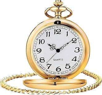 Smooth Vintage Pocket Watch with Chain, Arabic Numerals Scale Mens Watch Christmas Graduation Birthday Gifts Fathers Day